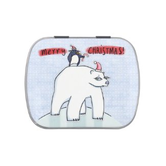 Polar Bear Christmas snow Candy Tin
