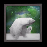 Polar Bear, cub and Northern Lights aurora premium gift boxes