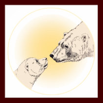 Polar Bear & Cub Art Print Wildlife Home Decor posters