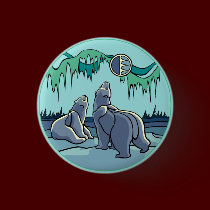 Polar Bear & Cub Button / Pin Wildlife Art Button buttons