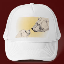Polar Bear & Cub Caps Wildlife Bear Art Caps hats