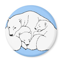 Polar Bear & Cub Fridge Magent Wildlife Art Gifts Magnets
