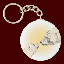 Polar Bear & Cub Key Chain Wildlife Art Keychain keychains
