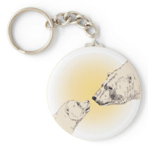 Polar Bear & Cub Key Chain Wildlife Art Keychain