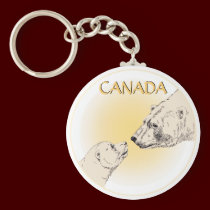 Polar Bear & Cub Keychain Wildlife Art Canada Gift keychains