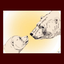 Polar Bear & Cub Poster Wildlife Home Decor posters