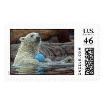 Polar Bear Cub with Toy Postage Stamps