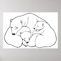 Polar Bear & Cubs Art Print Wildlife Home Decor