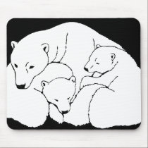 Polar Bear & Cubs Mousepad Wildlife Art Mousepad mousepads