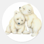 Polar Bear Cubs Round Sticker