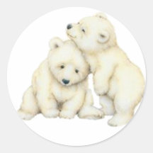 Polar Bear Cubs Round Sticker