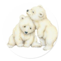 Polar Bear Cubs Round Sticker