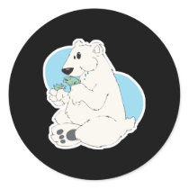 polar bear eating fish stickers