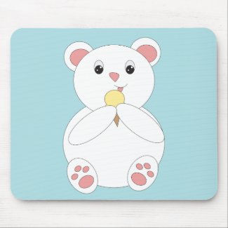 Polar Bear Eating Ice Cream Mouse Pad