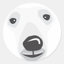 Polar Bear Face Round Stickers