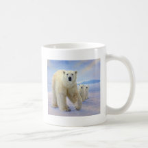 polar bear family on ice mug
