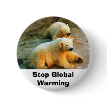 Polar Bear_Global Warming Button by epclarke Polar Bear_Global Warming Button