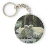 polar bear, "global warming sucks" keychain