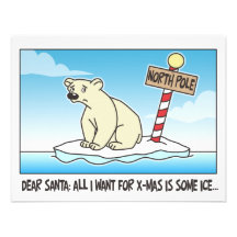 Polar Bear Ice Christmas Custom Invites