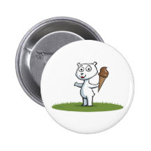 Polar Bear Ice Cream Pinback Button