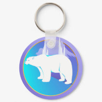 Polar Bear in A Circle  Keychain