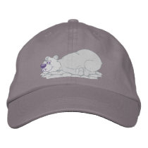 Polar Bear Laying On Tummy Embroidered Hat