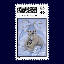 Polar Bear Love Stamp by Laura_Regan_Artist Polar Bear Love Stamp