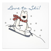 Polar Bear Love to Ski T-shirts and Gifts Custom Announcement