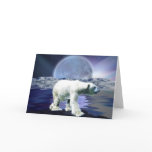 POLAR BEAR, MOON &amp; AURORA Greeting Card