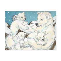 Polar Bear Mother and Cubs postcards