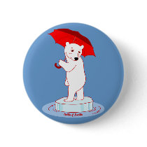 Polar Bear needs an Umbrella Doodle Art Button