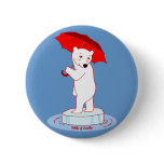 Polar Bear needs an Umbrella Doodle Art Button
