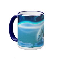 Polar Bear & Northern Lights Wildlife Art Mug
