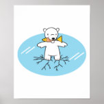 polar bear on cracked ice posters