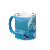 Polar Bear & Penguin Arctic Ice Wildlife Art Mug