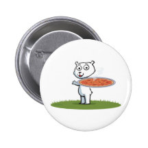 Polar Bear Pizza Pinback Buttons