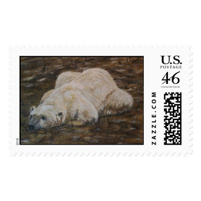 Polar Bear Postage Stamp by Critterpainter