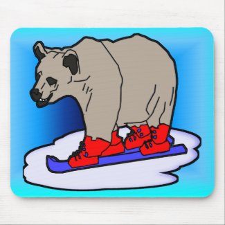 Polar Bear Skiing mousepad
