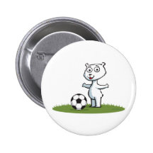 Polar Bear Soccer Pinback Button