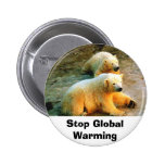 Polar Bear Stop Global Warming Button Pin
