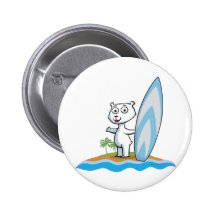 Polar Bear Surfer Button