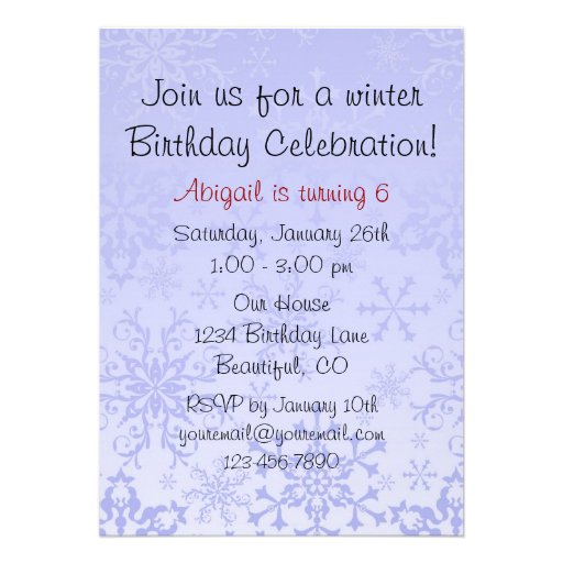 Polar Bear Winter Birthday Invitations for Girls