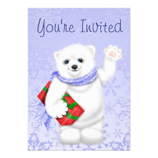 Polar Bear Winter Birthday Invitations for Girls