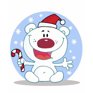 Polar Bear With Candy Cane Holiday Tshirts shirt