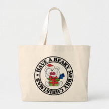 Polar Bear with Christmas GIft Canvas Bags