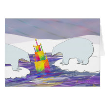Polar Bears and Birthday Cake Greeting Card