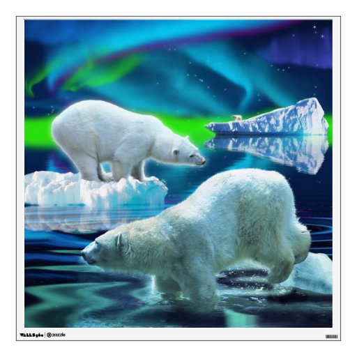 Polar Bears & Aurora Fantasy Art Display Decal Wall Skin