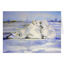 Polar Bears Card Mama and Cub Sleeping by robmolily Polar Bears Card Mama and Cub Sleeping