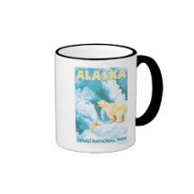Polar Bears & Cub - Denali National Park, Alaska Mugs
