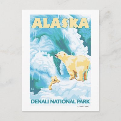 Polar Bears & Cub - Denali National Park, Alaska Post Cards